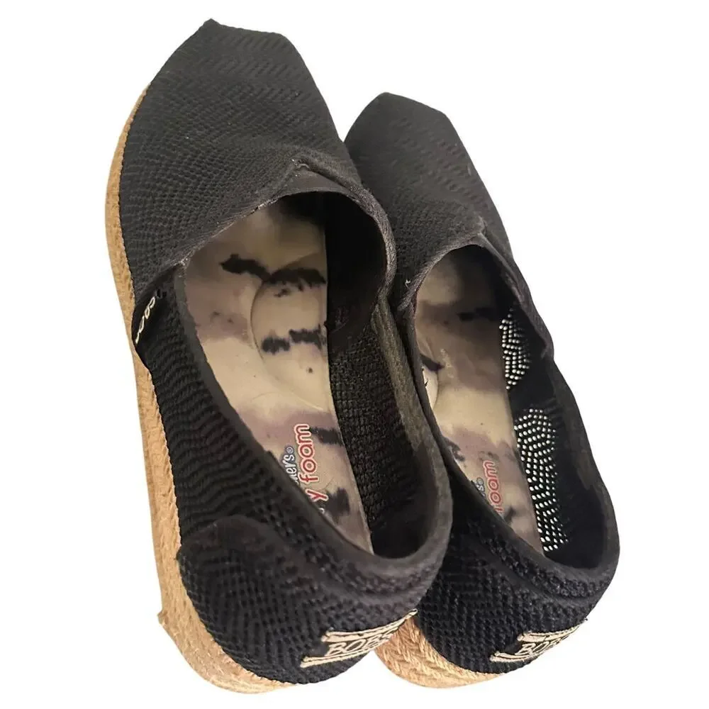 BOBS Women’s‎ Size 8 Black Woven Memory Foam From Sketchers Slip Bohemian EUC